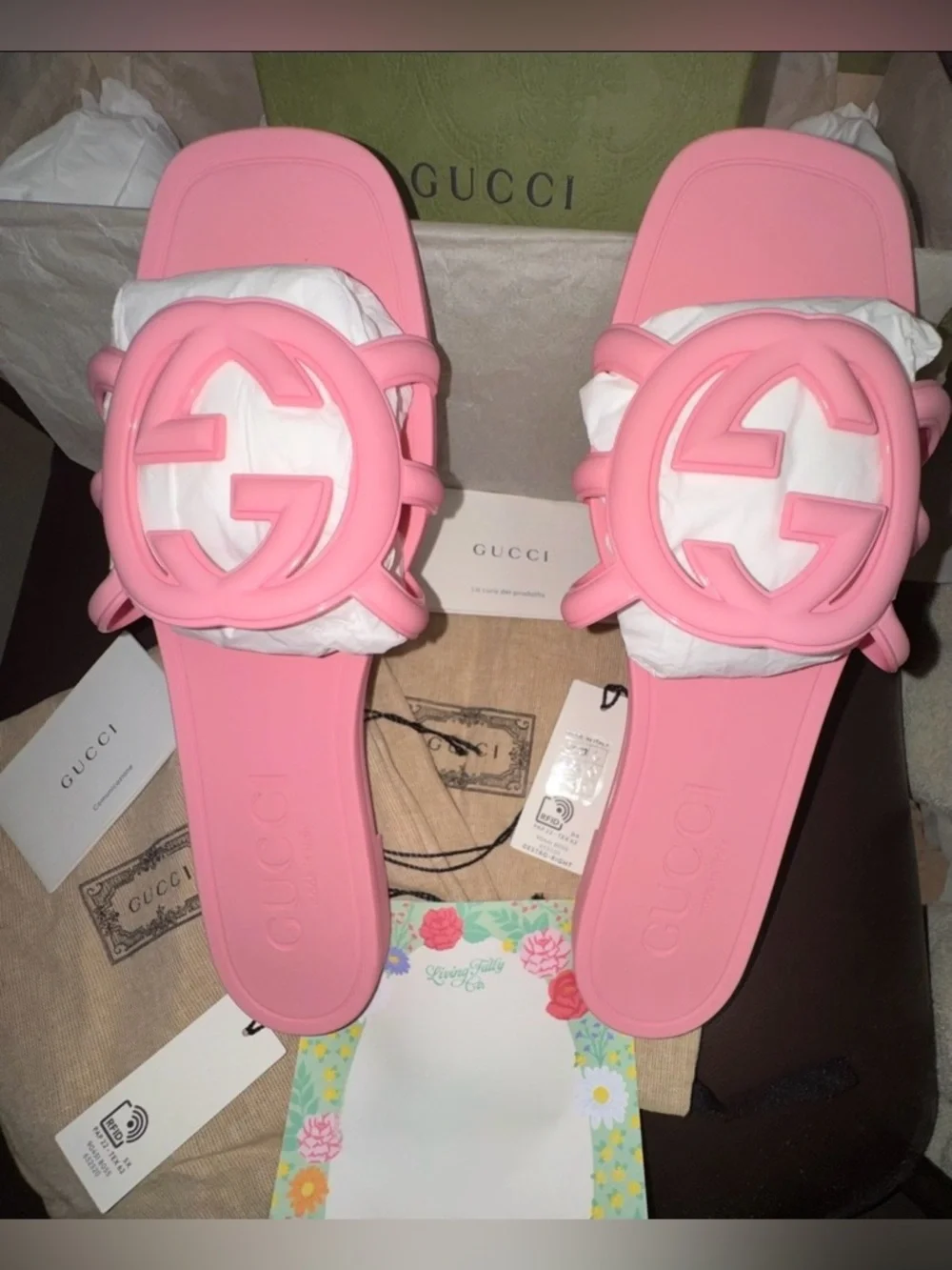 Gucci Wild Rose Slides with Interlocking GG - Size 40 (US 9) - Picture 2 of 7